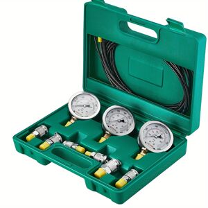 Temu Hydraulic Test Kit, 250/400/600bar, 3 Pressure Gauges, 6 Test Joints, 3 Test Hoses, Excavator Hydraulic Test Kit, With Portable Carrying Case, For Excavator Tractor Construction Machinery Image