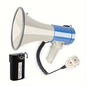 Temu Megaphone With Siren Bullhorn 50 Watt Bullhorn Speaker With Detachable Microphone, Portable Lightweight Strap, Aux Input Image