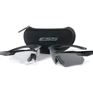ESS Crossbow 2X Eyeshields Shooting Safety Glasses, Black Frame, Clear/Smoke Lenses 740-0504 Image