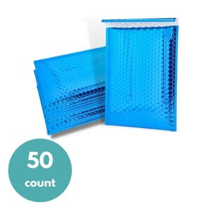 13.75" x 11" Glamour Bubble Mailers - Metallic Blue - 50 Mailers/Case Image