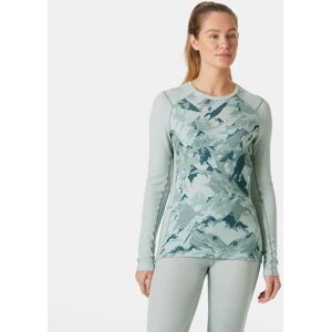 Helly Hansen Women's Lifa Merino Midweight Graphic Crew Base Layer Green S Image