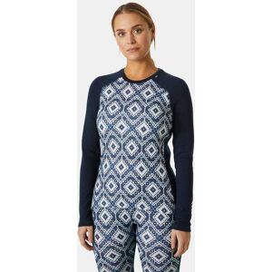 Helly Hansen Women's Lifa Merino Midweight Graphic Crew Base Layer Navy L Image